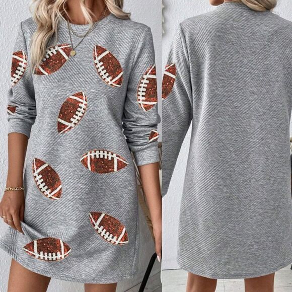 Sequined Football Sweatshirt Dress - Picture 1 of 3